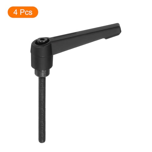 Image of uxcell 4Pcs M5 x 50mm Adjustable Knobs Handle Male Thread Push Button Ratchet Quick Release Locking Rotating Bolt for Lathe Machinery, Black