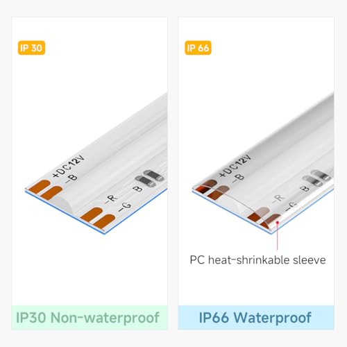 Tira LED RGB COB IP66 10mm 32.8 pies con conector 4 PIN miniatura 4