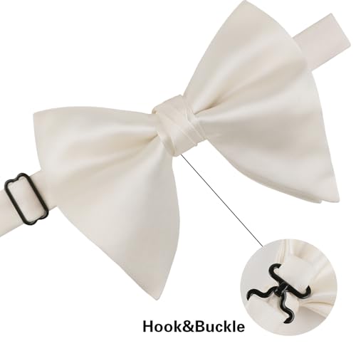 Image of Alizeal Velvet Pre-tied Adjustable Bow Tie for Men Oversize Formal Solid Tuxedo Bowtie