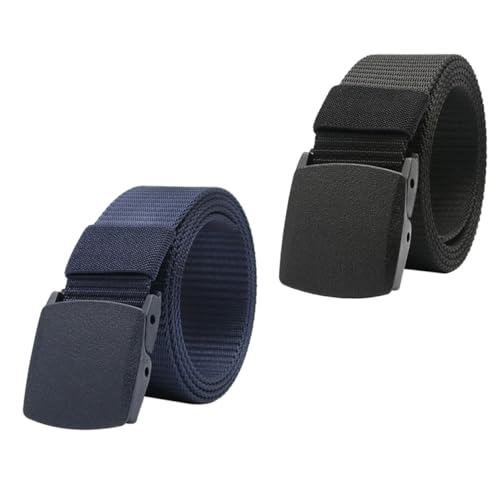 2pcs Nylon Casual Waist Belt Plastic Buckle Adjustable for Jeans and Slack