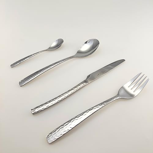Lebrun Couverts - Ménagère et Service 24 Pièces FACETTE - Coffret pour 6 Personnes - Set de 24 Couverts Art de la table - 6 Fourchettes, 6 Couteaux, 6 Cuillères à soupe et 6 Petites Cuillères