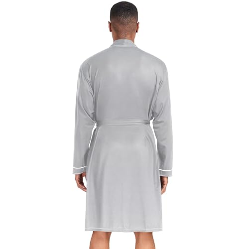 J JOYSAY Clean Mirror Gradient Mens Robe Lightweight Bathrobe With Pocket Long Sleeve kimono Sleepwear2