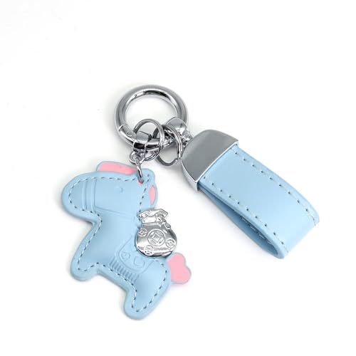Llavero de coche universal y bonito colgante de pony azul para mochila de niñas y mujeres