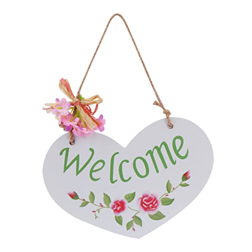 Cabilock Cartello Benvenuto Da Appendere in Stile Rustico Con Fiori Targa in Legno Leggera e Resistente Per Porta Ingresso Decorazione Casa e Fattoria Con Corda Inclusa