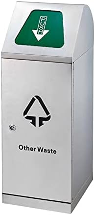 FEANG Trash Can Stainless Steel Outdoor Dustbins Waste Recycling Compost Bins 3 Classification Trash Can for Indoor/Outdoor Use Garbage Bin (Color : Green)