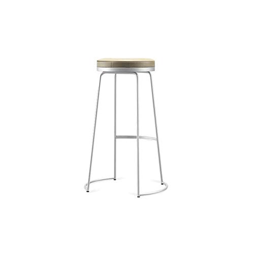 H&RB Moderno Bar Silla, Taburete Desayuno Cocina Alto Taburete Asiento Redondo Taburete de diseo reposapis,White,75cm
