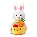 Conejito de Pascua genérico con cesta de pollo y huevo de Pascua, juguete de peluche de zanahoria, 12 pulgadas (blanco)