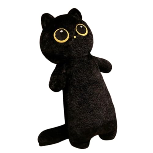 Riuuyyi 猫 ぬいぐるみ 黒猫 抱き枕 かわいい 抱き枕 昼寝枕 ソファークッション 子供用枕 可愛い ぬいぐるみ 大きい ぬいぐるみ だき枕 (65cm,ブラック)