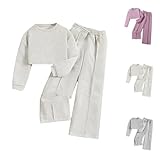 Tuta da jogging per bambini, in tinta unita, con cotone, girocollo, felpa e vita elastica, pantaloni sportivi, abbigliamento casual, abbigliamento per bambini, abbigliamento invernale, comodo, alla