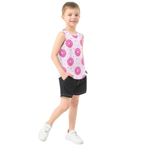 J JOYSAY Sprinkled Donut Heart Pink Boys Tank Top Sleeveless Muscle Shirts Quick Dry Kids T-Shirts 3-15T4