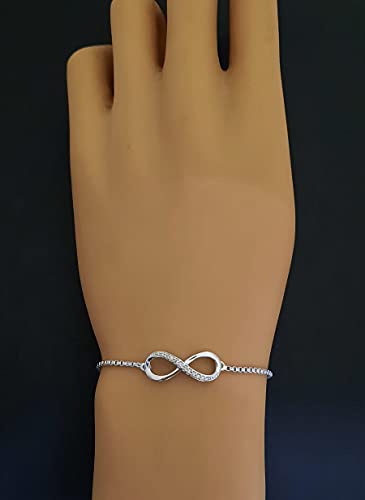 Image of Demira Jewels Classic Infinity Natural Diamond Bolo Bracelet in 925 Sterling Silver