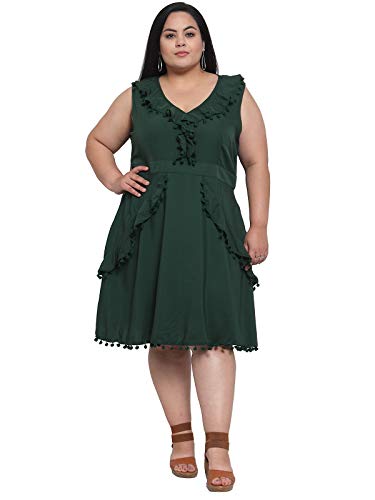 Image of Flambeur Women's Crepe Fit and Flare Knee-Length Casual Dress