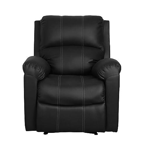 Image of Recliners India -Spino Single Seater Recliner Sofa | 3 Modes of Comfort | 1-Year Manufacturer Warranty | Manual Recliner Chair | Color- Black | Cushion Armrest | Living Room Recliner Sofa