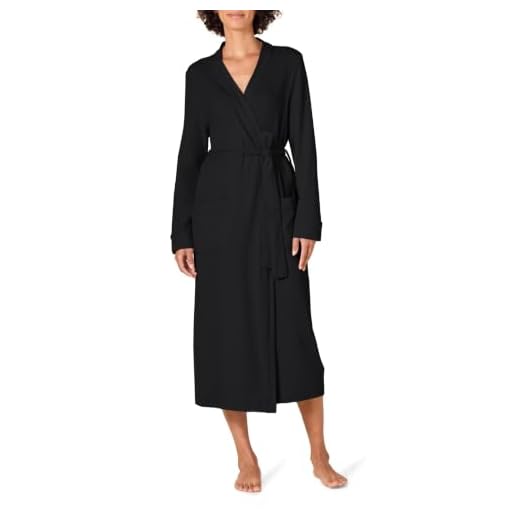 Amazon Essentials Women's Lightweight Waffle Full-Length Robe (Available in Plus Size), Black, Medium