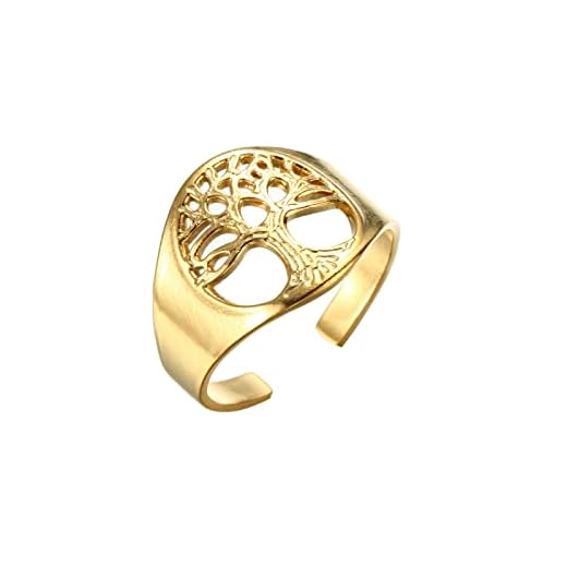 kkjoy Anillo de árbol de la vida de Acero Inoxidable, Anillo de dedo Abierto, Anillo de dedo Envolvente, Joyería para Mujeres y Hombres
