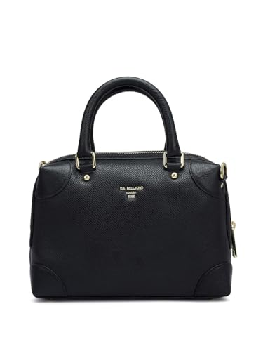 Image of Da Milano Leather Satchel Bag for Women - Black
