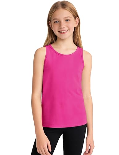 Image of Auranso Girls Tank Tops Cotton Sleeveless Undershirts Athletic Shirts Racerback Dance Outfit Workout Tops
