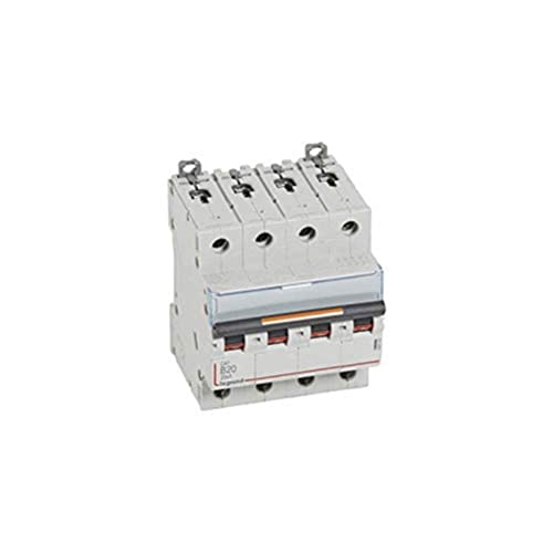 Legrand 409743 Disjoncteur DX³ 25kA arrivée haute et départ bas à vis, 4P, 400V~, 20A, courbe B, 4 modules