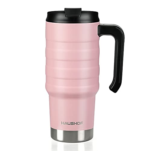 HAUSHOF Pink 24 oz Travel Mug – Stainless Vacuum Insulated