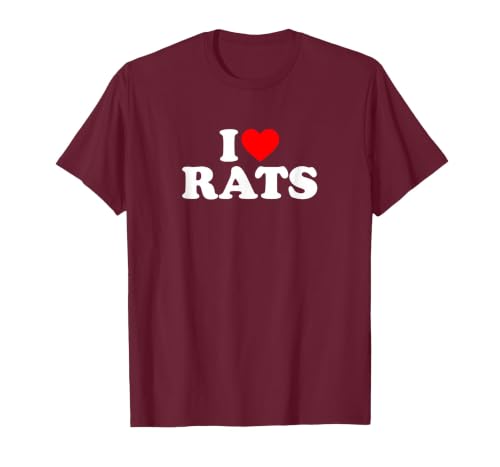 I Love Rats,I Heart Rats T-Shirt, Men, Burgundy, Large
