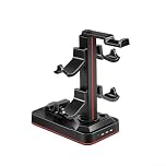 TONIXY 2 Pack Charging Dock, For Ps5 Controller, Dual Station With Led Light And Headset Storage, Abs Material, Black, Gaming Setup