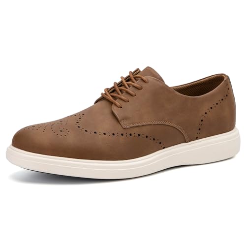 Image of JITAI Men's Casual Oxford Dress Shoes Classic Modern Business Lace-up Wingtip Shoes