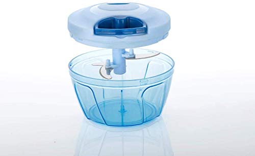 Image of Plastic Vegetable & Fruit Chopper with Pull Cord Technology and 3 Stainless Steel Blades | Eco Friendly Design for Healthy Salads