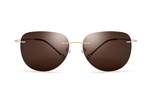 Image of 100% Real Titanium No Screw Rimless Polarized Sunglasses For Men Women Ultralight