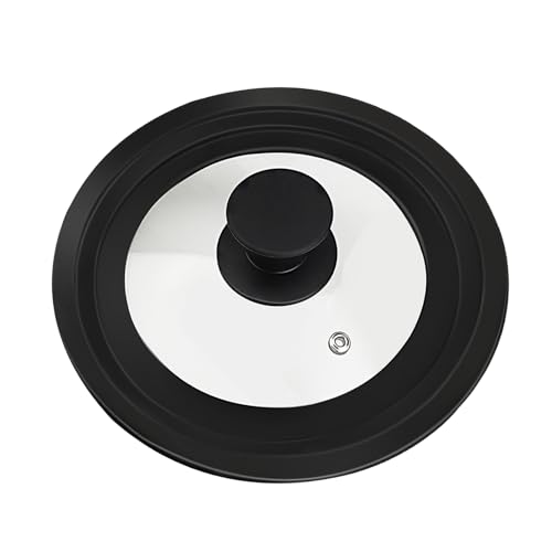 Coperchio in Vetro 28 cm – Coperchio Universale con Bordo in Silicone Antiscivolo e Fori per il Vapore – Adatto per Pentole da 24 cm, 26 cm, 28cm – Coperchio Silicone per Microonde
