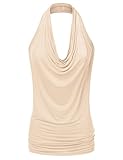 NINEXIS Women's Halter Neck Slim Fit Draped Front Top (S-3XL)