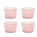 4 Stück creme brulee schälchen,auflaufform klein,souflee förmchen,keramische Auflaufförmchen und porzellanfarbene Auflaufformen für Auflaufkaramell，6 Farboptionen