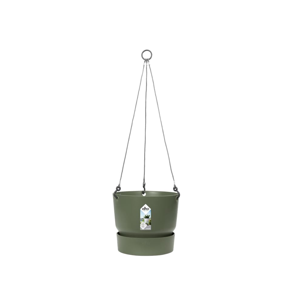 Elho Greenville Hanging Basket 24 - Vaso Per Balcone Esterno - Ø 23.5 X H 20.5 Cm - Verde/Leaf Green-image