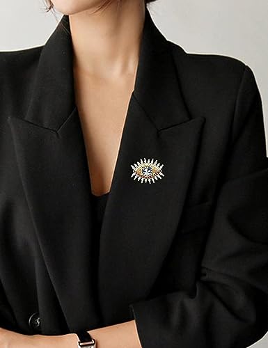 Image of Retro Evil Eye Brooch Fashion Unique Crystal Pearl Abstract Eyes Brooches Pin Badge for Women Bridal Jewelry Gift