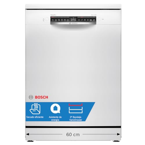 Bosch - Lavavajillas Libre Instalación, 60 cm, Serie 4, 14 Cubiertos, 3 Bandeja, Home Connect, Blanco, SMS4EMW06E