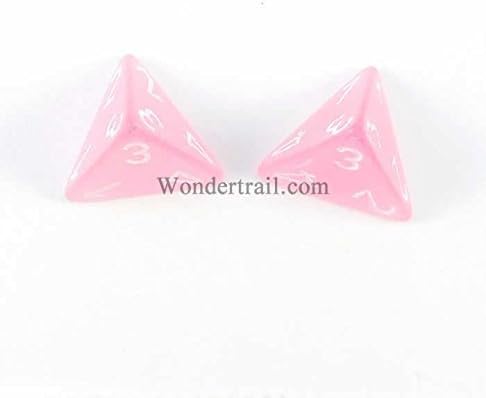 Wondertrail WCXPF0414E2 Pink Frosted D4 Dice with White Numbers Aprox 16mm 2pc Dice Chessex