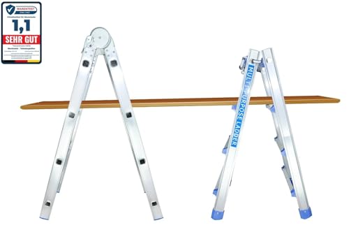 Note 1,1 SEHR GUT Warentestonline.de 05/2025/20251469 Worktekk® Profi 4/7/14 Sprossen Teleskopleiter Aluleiter Mehrzweckleiter Klappleiter Bockleiter Alu Malerleiter Multifunktionsleiter Little Giant