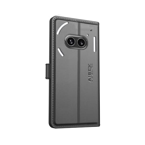 Image of AIBEX Nothing Phone 2 (a) / Nothing Phone (2a) Plus Flip Cover Leather Finish with Magnatic Closure | Inside TPU with Card Pockets | Wallet Stand | Complete Protection Flip Case - Black