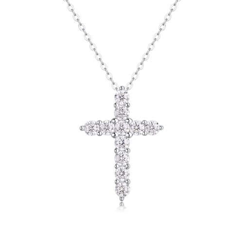 Collier croix moissanite VVS1 en argent massif plaqué or blanc scintillant