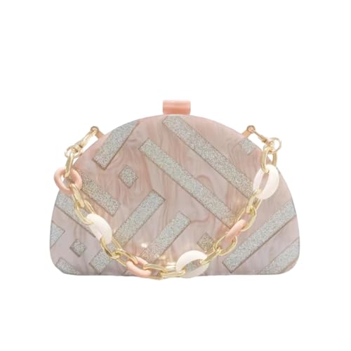GSYPS Women Acrylic Purses and Handbags Semicircle Acrylic Clutch Unique Crossbody Bag with Chain Party Evening Bag Light Pink