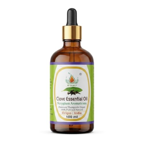 Image of KUNJ Clove Essential Oil 10ml - 100% Pure & Natural Undiluted | Clove Oil for Skin Care, Hair Growth & Scalp | For Diffuser, Aromatherapy, DIY Candle & Soap Making | Therapeutic Grade