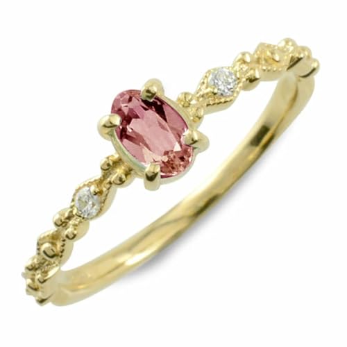 Ciero(シエロ) リング レディース 指輪 k10 ダイヤモンド ピンクトルマリン ピンキーリング イエローゴールドk10 10金 華奢 10月 5号