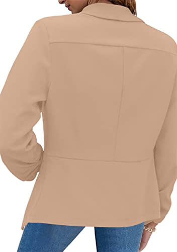 Image of YMING Womens Open Front Work Blazer Business Long Sleeve Jackets Solid Color Office Short Cardigans