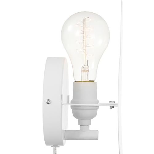 Image of GLOBE Electric 51492 1-Light Floating Cloud Plug-in Wall Sconce, Matte White, 6ft Clear Cord, Inline On /Off Rocker Switch, Lights for Bedroom, Bulb Not Included, Mounted Bedside Lamp (Pack of 4)