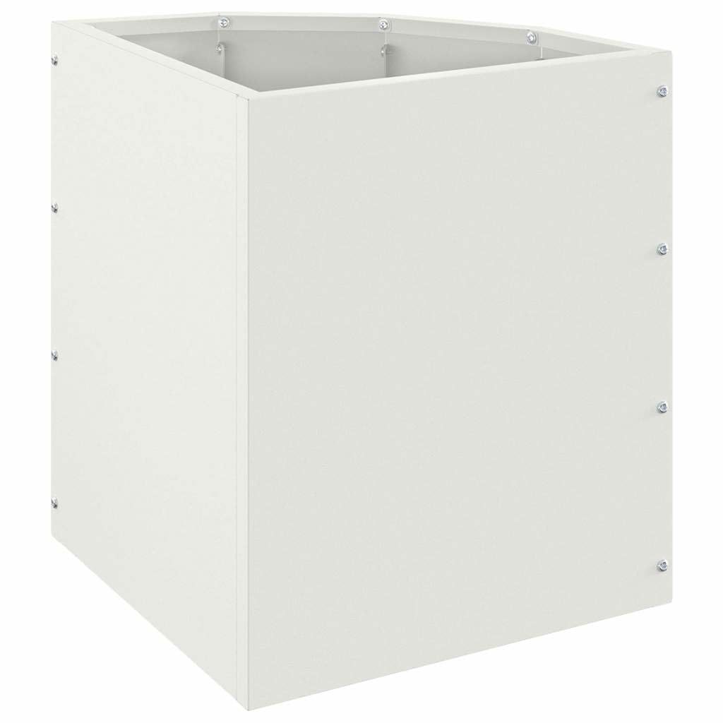 Eckpflanzer Weiß 30 x 30 x 35 cm Stahl für Garten Balkon Terrasse mit robustem Stahl, Eckgarten Pflanzer, Pflanzbehälter, Blumentopf, Outdoor Pflanzkübel, ideal für Pflanzenliebhaber