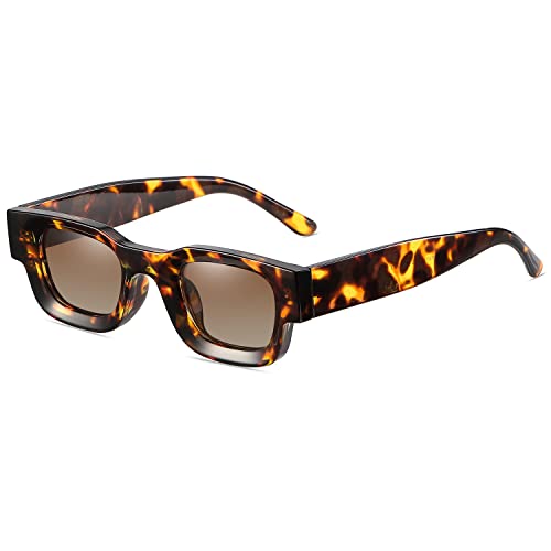 Image of EYLRIM Thick Square Frame Sunglasses for Women Men Chunky Rectangle Polarized Sunglasses UV400 Protection