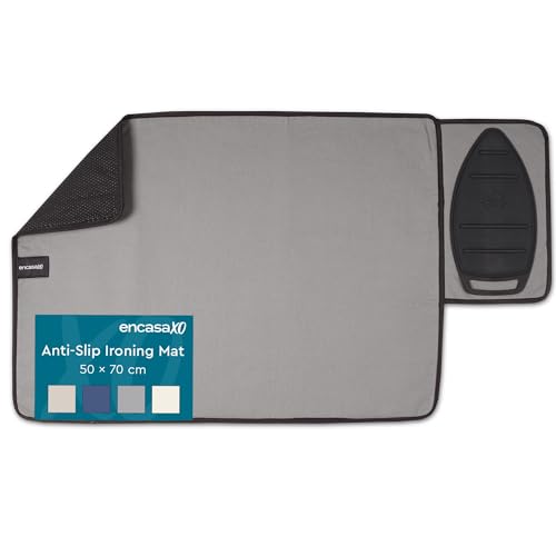 Image of Encasa XO Ironing Mat Pad, Silicone Iron Rest, Heat Resistant Grey