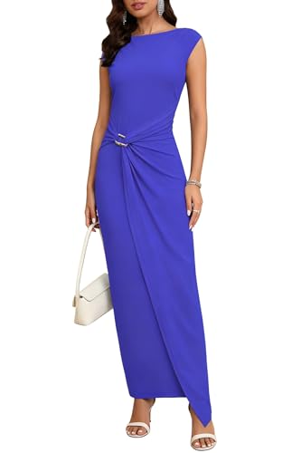 Image of Cocktail Dresses for Women 2026 Summer Formal Bodycon Cap Sleeve Dress Elegant Wedding Guest Party Long Maxi Dress