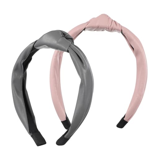 CALLARON 2 Piezas venda diademas Elegante dama ancho cabello atar diadema de para niñas diadema anudada para mujer banda de pelo de las mujeres banda para la cabeza diadema de mujer PU