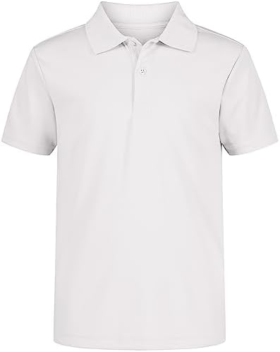 IZOD boys School Uniform Performance Short Sleeve Solid Polo Shirt, White, 10 12 US