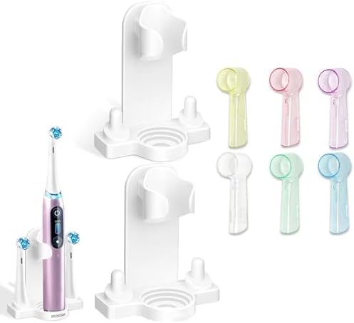 Toothbrush Holder For Oral B Electric Toothbrush – Stand Base With Cover For 2 Brush Heads, Bathroom Storage, Black